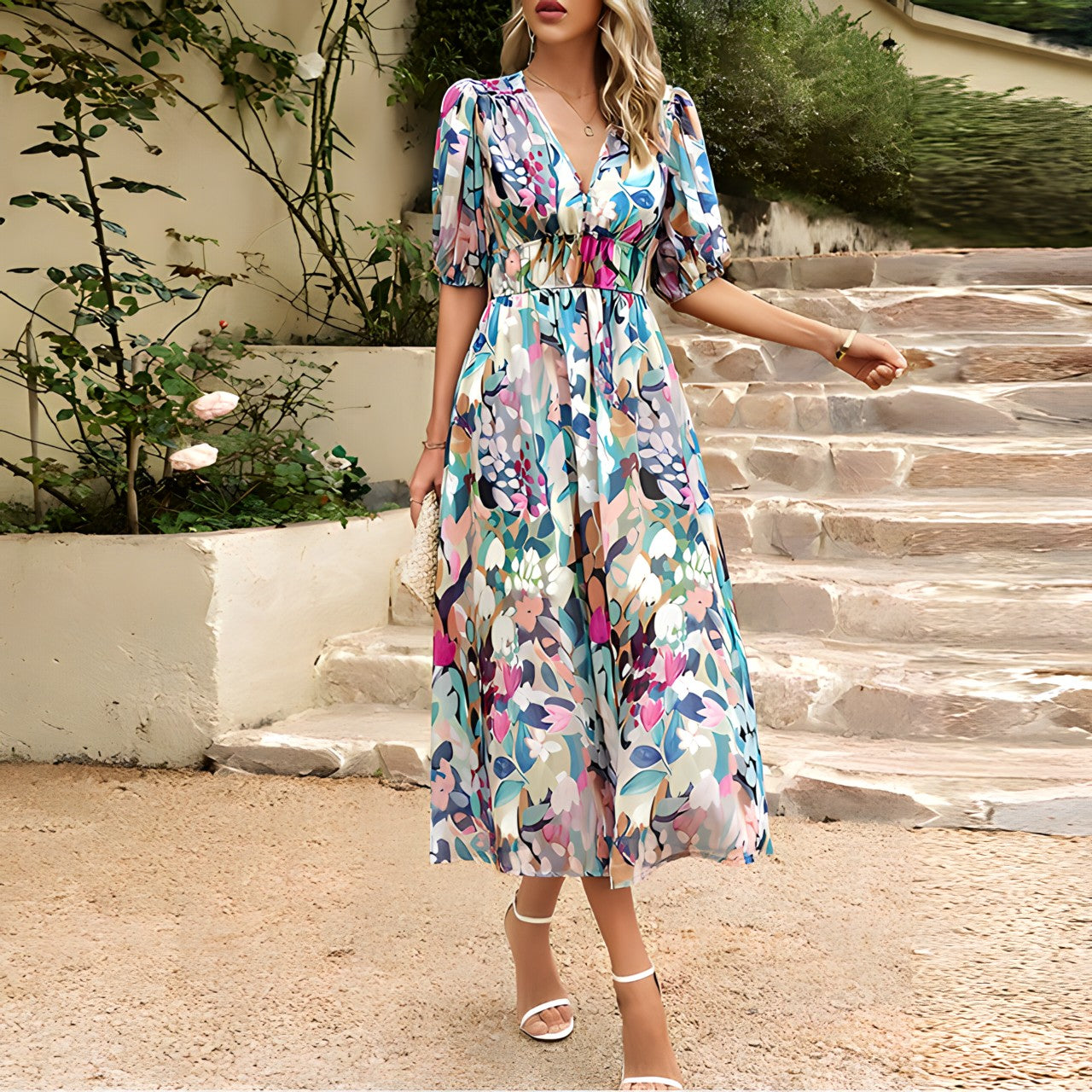 IMRANO™ |Elegancka Wiosenna Sukienka Midi