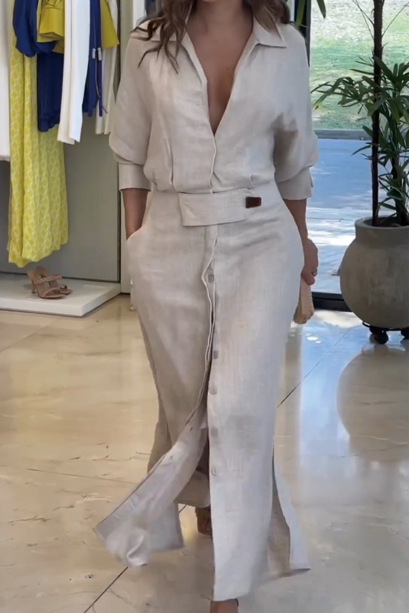 IMRANO™ | Lniana Sukienka Maxi