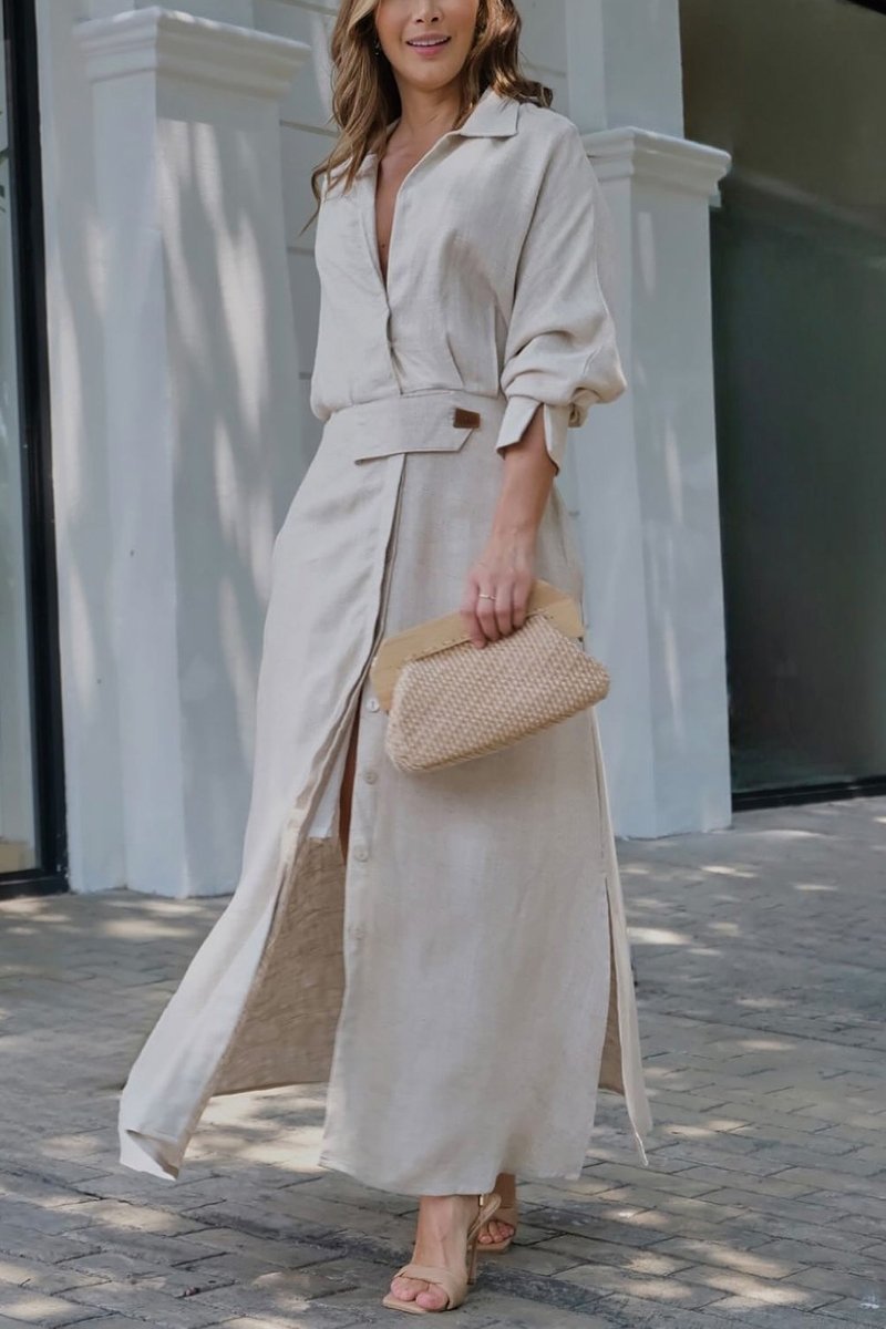 IMRANO™ | Lniana Sukienka Maxi